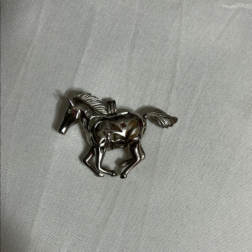 Shiny Silver Horse Pendant